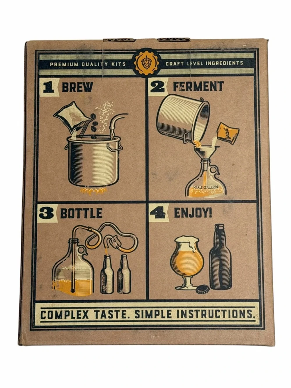 Craft Beer Kit Holiday Ale - Brown & Yellow Rustic Packaging- NWT!